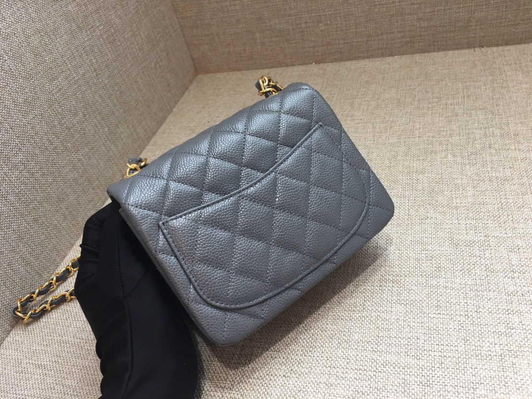 Mini Classic Flap Caviar Bag A01115 Dark Gray/Gold